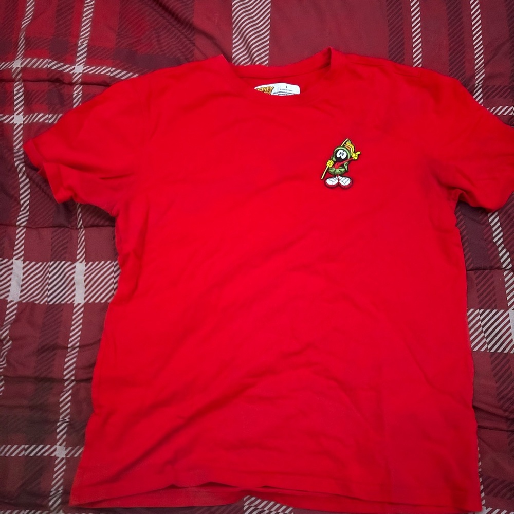 Red T-Shirt with Cartoon Patch